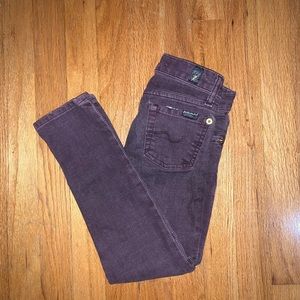 7 FOR ALL MANKIND GIRLS PURPLE SKINNY JEANS SZ 6